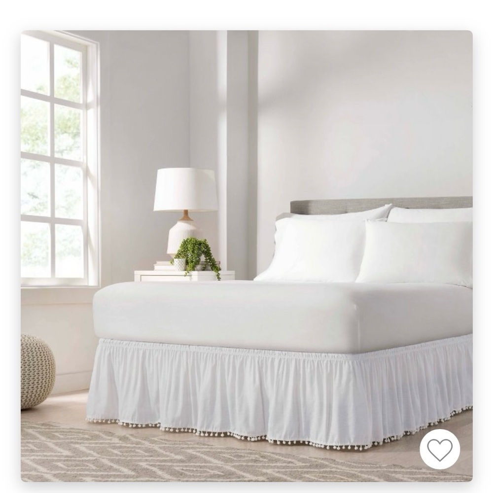 Wrap Around Pom Pom Bed Skirt - Queen / King